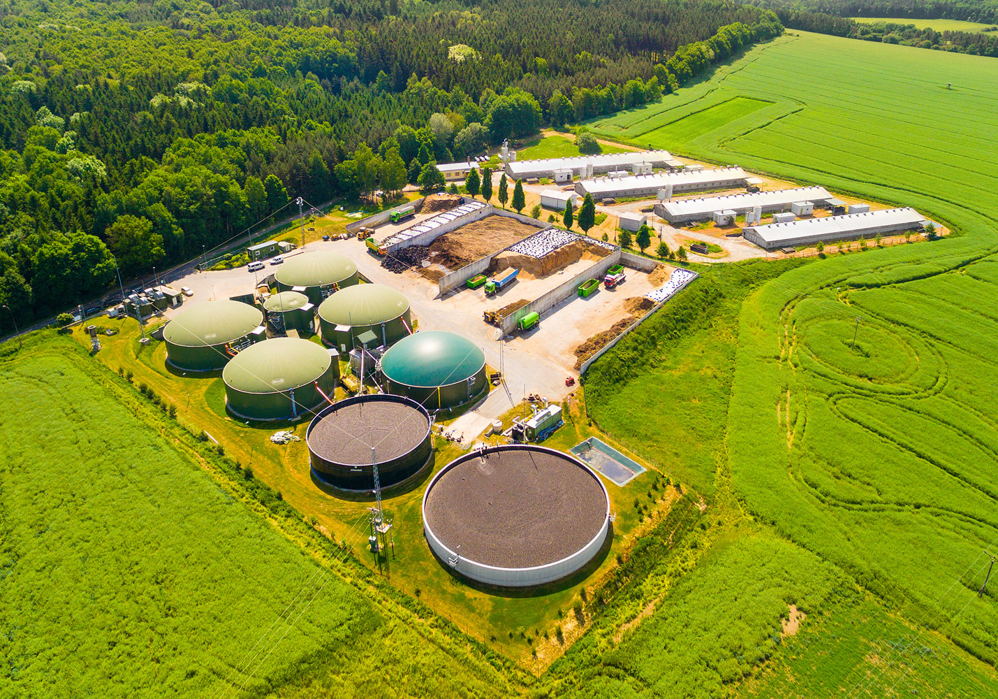 Aerial view showing a thermal digestor